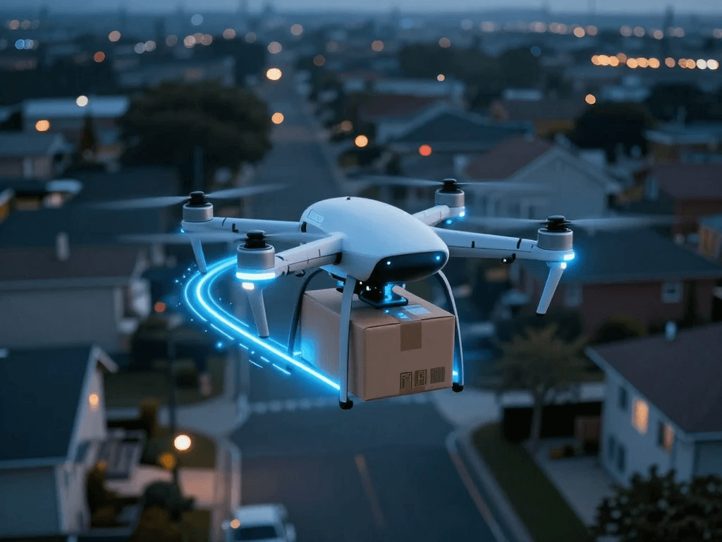 Drones de reparto: cómo la inteligencia artificial entrega paquetes desde el cielo